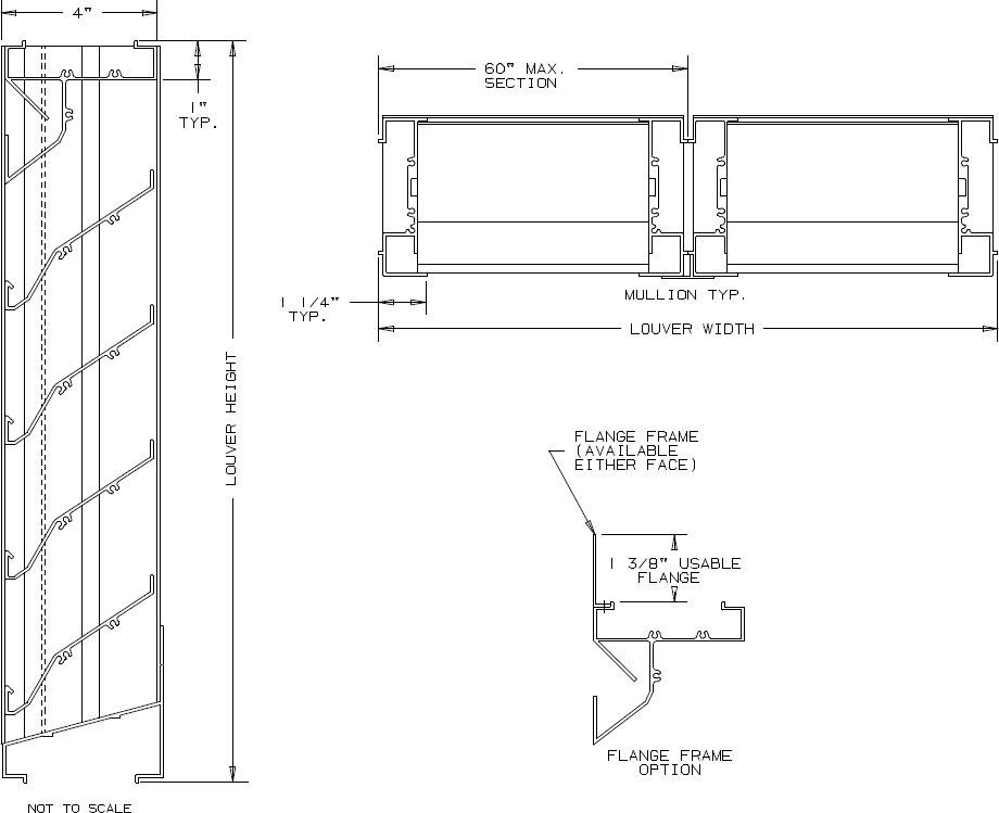 4" Deep Extruded Aluminum Drainable Blade High Performance Louver